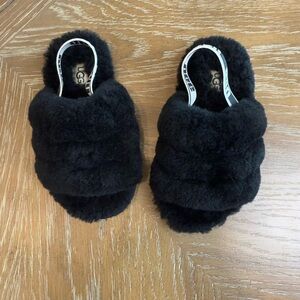 Toddler UGG Black Fluffy Slippers